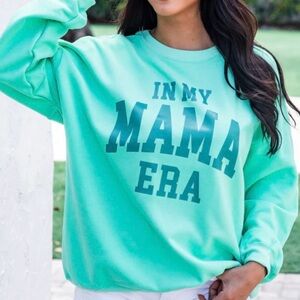 Pink Lily-  In My Mama Era Lime Oversized Graphic sweatshirt- Large